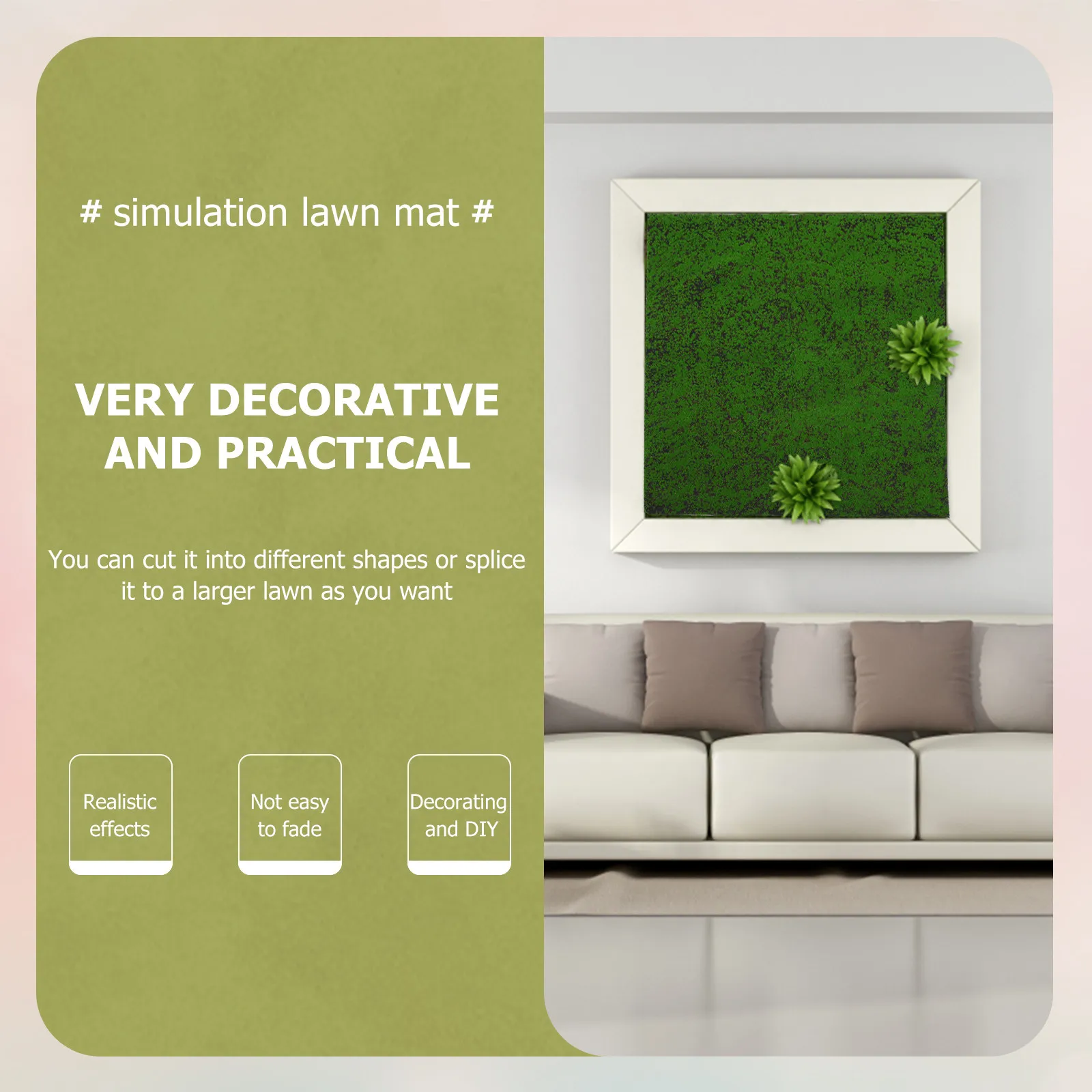 

Artificial Moss Mat Premium Dense Evergreen Fake Grass Turf for Indoor Outdoor Decor Living Room Garden Patio Balcony Wedding