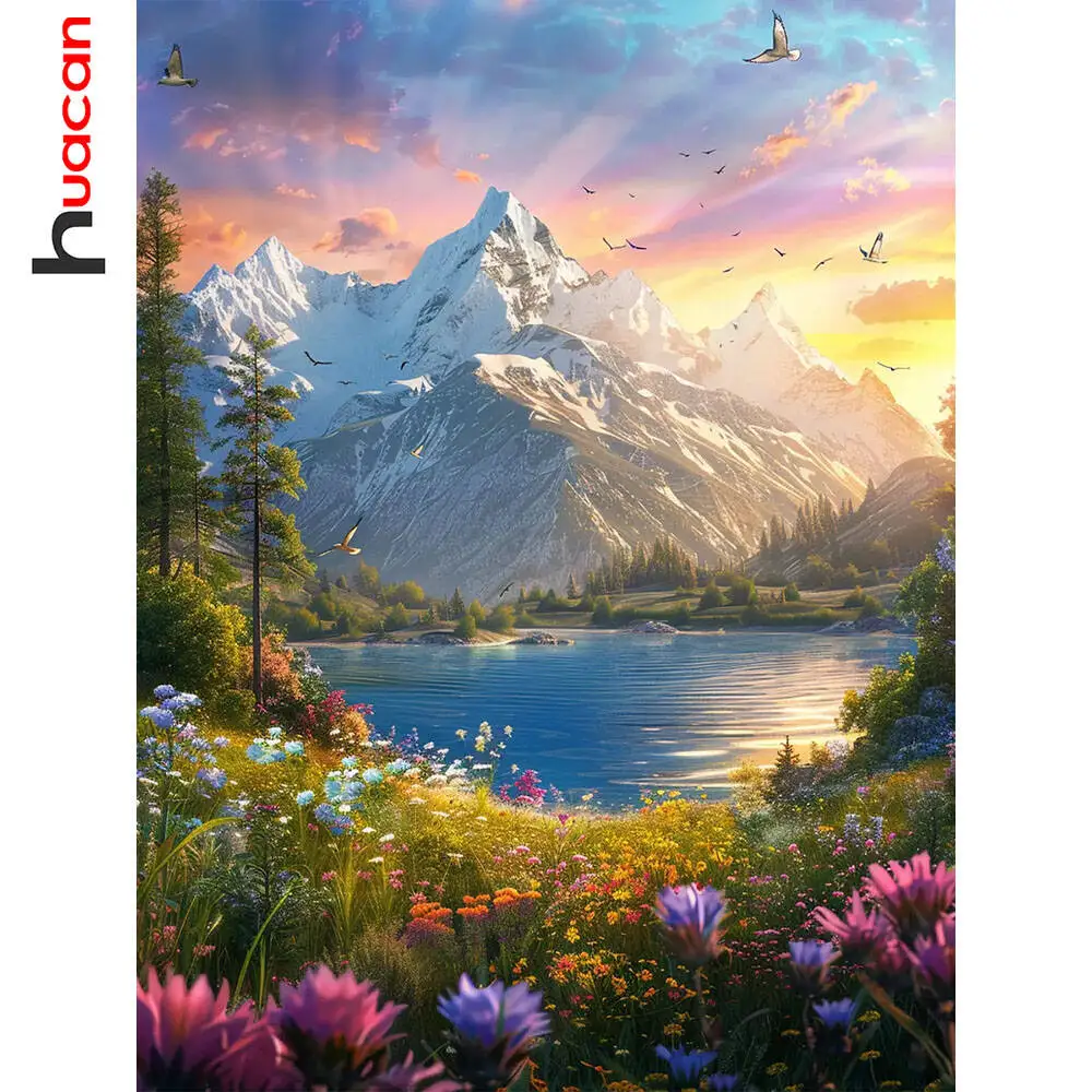 Huacan كامل مربع جولة الحفر الماس اللوحة روز السماء المرصعة بالنجوم الماس الفسيفساء المشهد الفن اللوحات الزخرفية #1