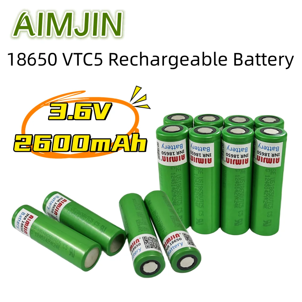 100% Original 18650 VTC5 3.6V 2600mAh Rechargeable Lithium-ion battery suitable for electronic cigarettes, flashlights etc