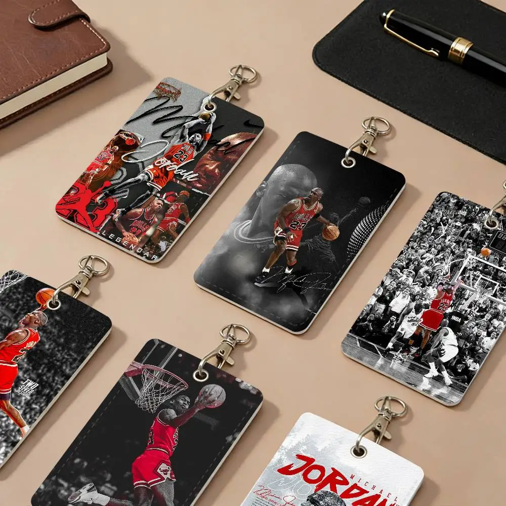 

Кожаные чехлы-держатели для карт Baseket Ball Star M-Michael J-Jordan из полиуретана, защитные чехлы от потери, брелок для ключей для карт доступа в кампус