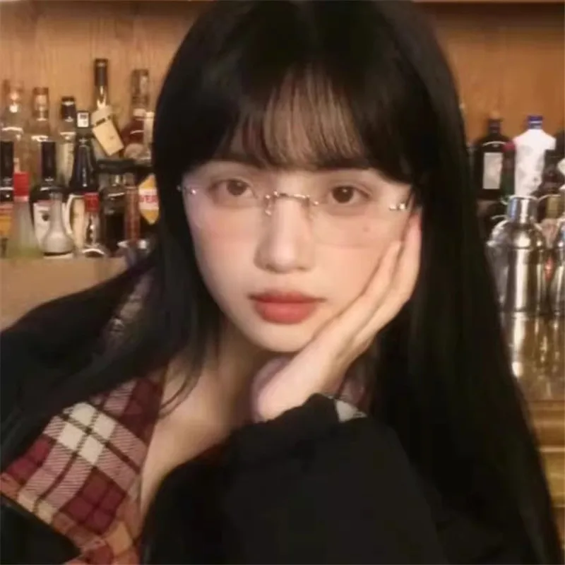 

Корейские безрамочные очки с защитой от синего света, женские простые очки без макияжа, мужские очки, милые декоративные компьютерные очки