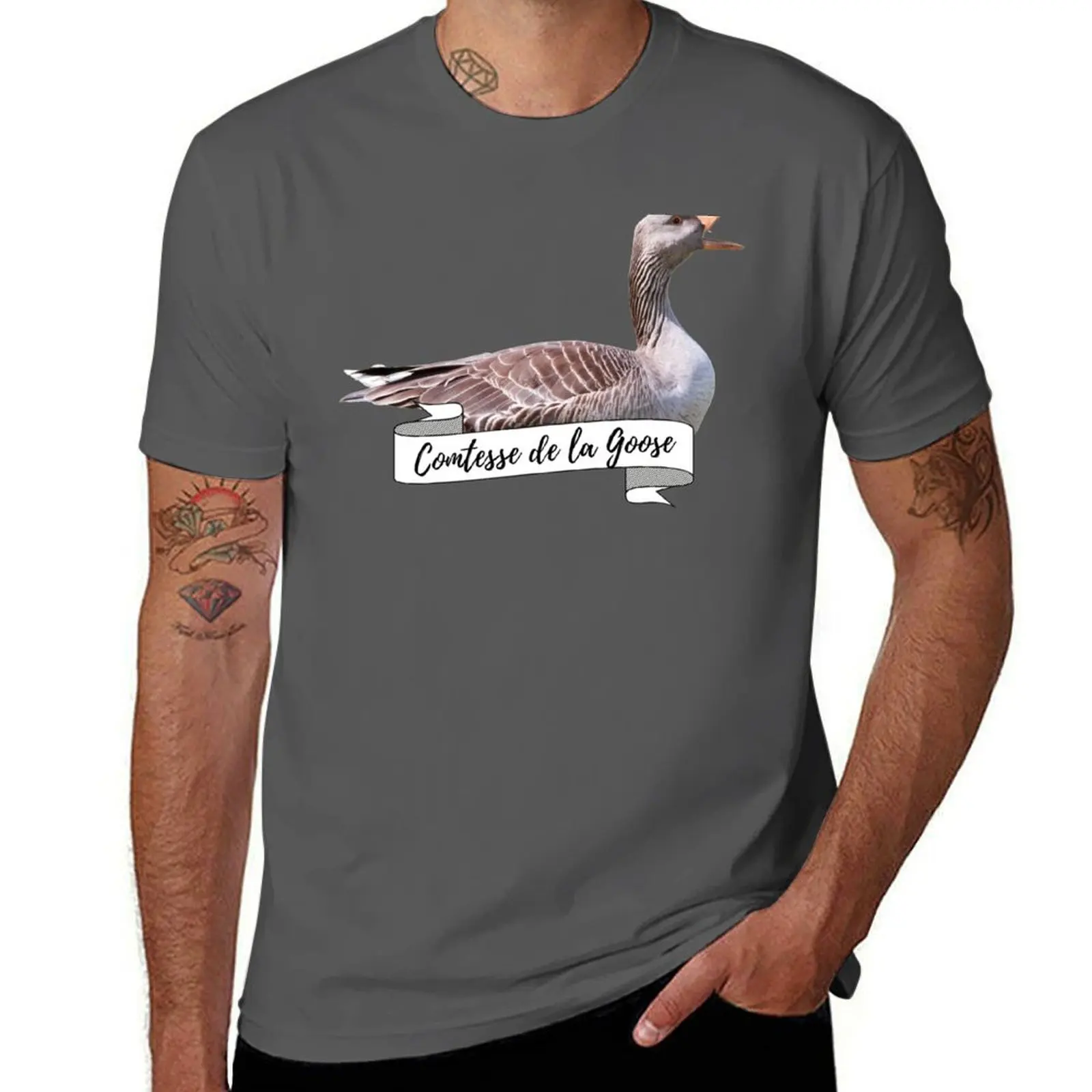

Lover Goose Gift Royal De Geese Comtesse Goose La Funny T-Shirt Basic Solid Color Short Sleeve Cotton Top