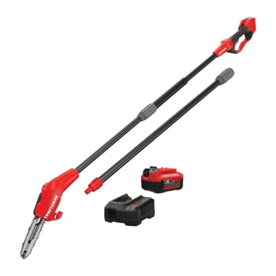 

Tree trimming pole saw: cordless 14-ft reach 4.0Ah battery included black-gray up to 325 cuts per charge