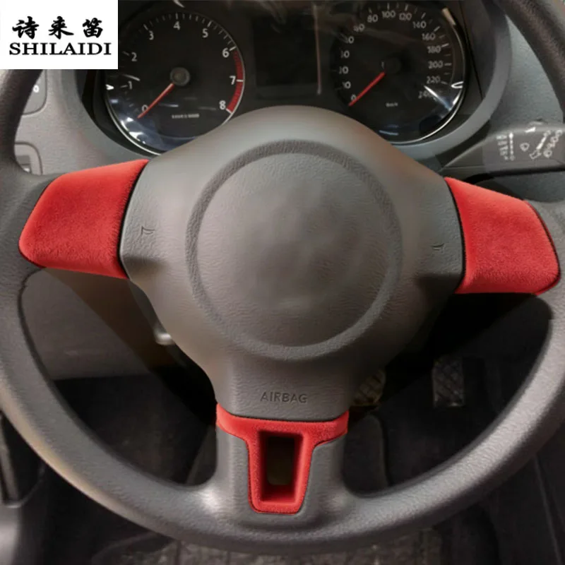 Suede leather Car Wrapping ABS For Volkswagen VW Golf 6 MK6 Golf 7 MK7 Santana Bora 2008-2018 steering wheel frame Cover Sticker