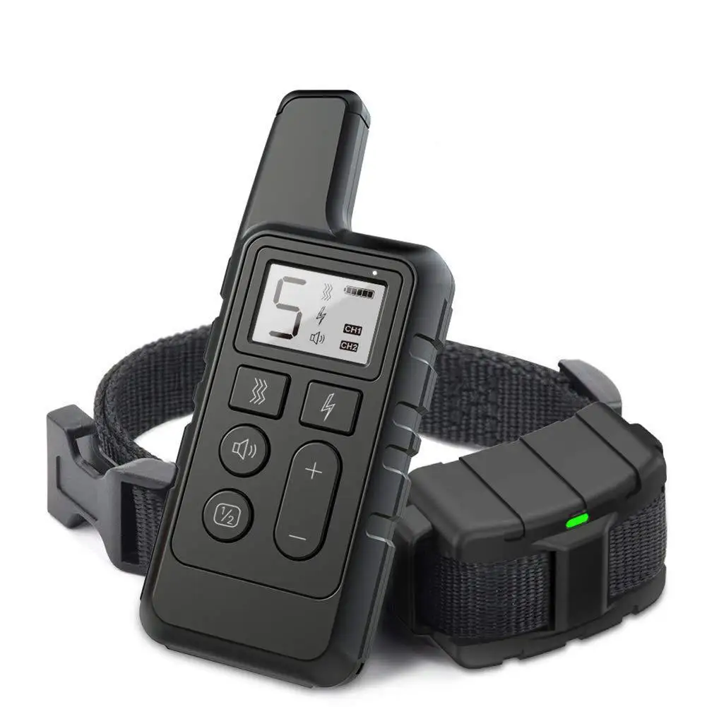 

Dog Training Device Bark Collar, Remote Control, Electric Shock, Vibration Warning, Pet Supply, Electronic, Waterproof, 500m