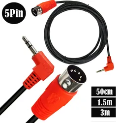 MIDI DIN 5pin żeński do TRS 90 stopni łokcia 3.5 Mm 3.5mm publiczny do DIN 5PIN męski wtyk Audio do MIDI kabel Adapter Audio 0.5m