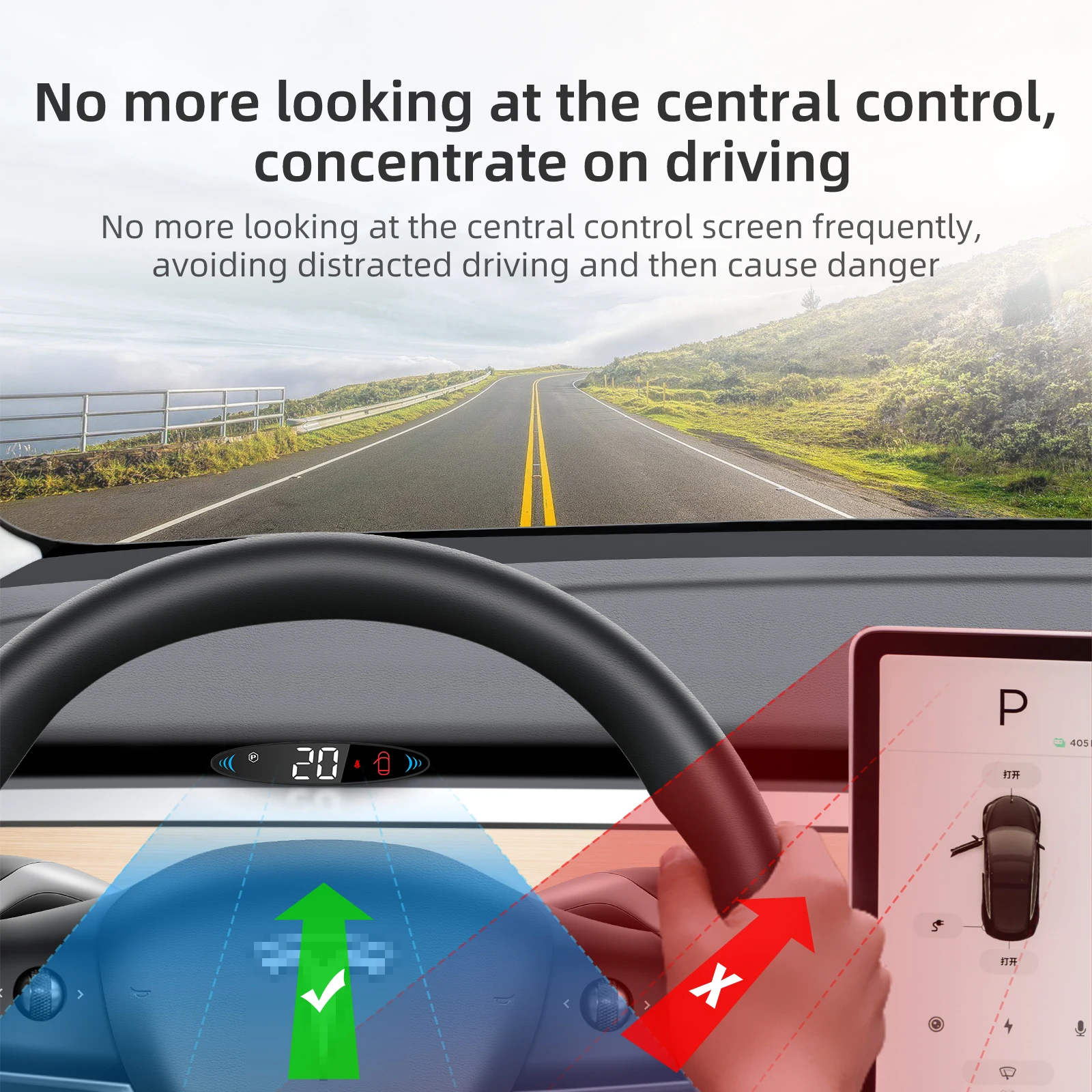 WiiYii T5 Hidden Air Code Table Original Car Data Synchronization HUD Speed Turn Signal Power Safe  Convenient Driving for Tesla