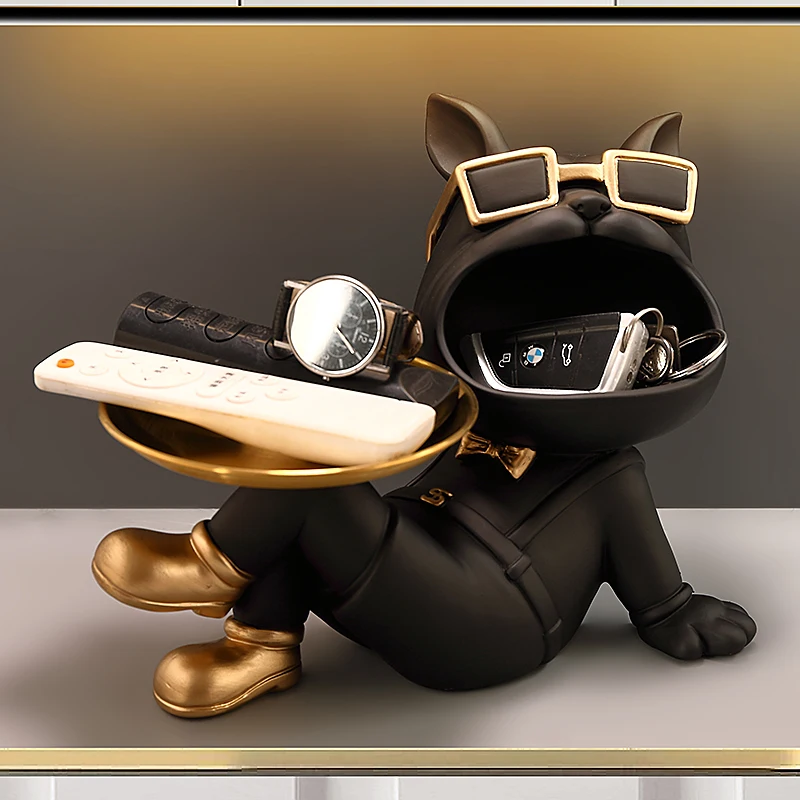 

Поднос для хранения французского бульдога, держатель для ключей, фигурка, большой рот, декор для собаки, полка для прихожей, шкаф для обуви, роскошный дом