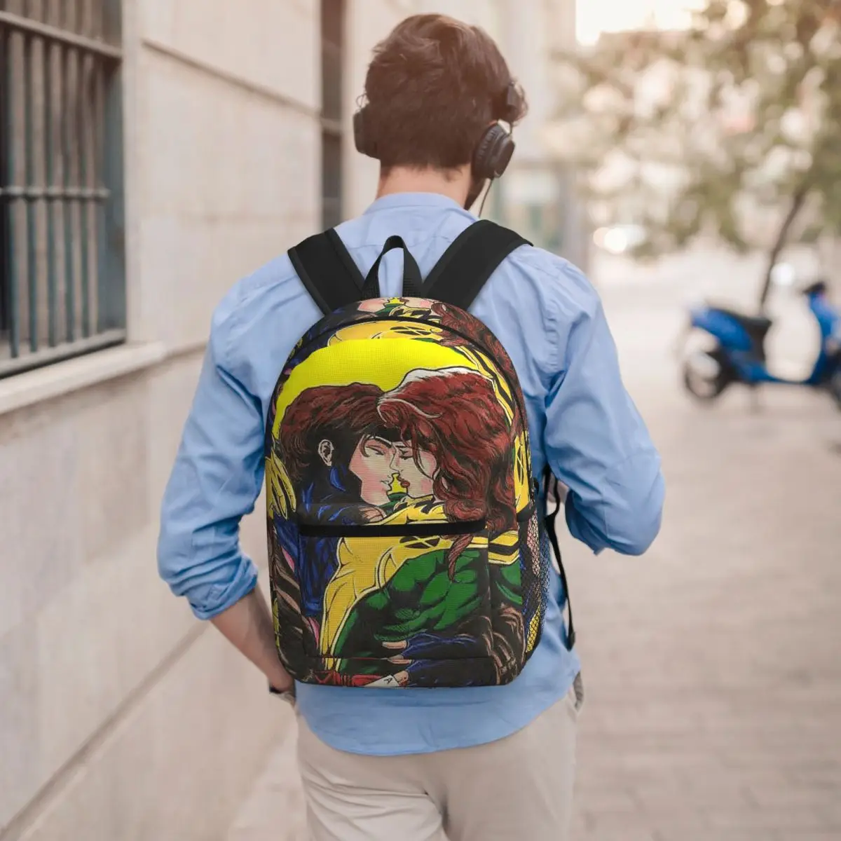 X-Men Gambit & Rogue Beautiful Couple Cover Backpack School Bag Hiking Travel Daypack for Men Women Bookbag Shoulder Bags