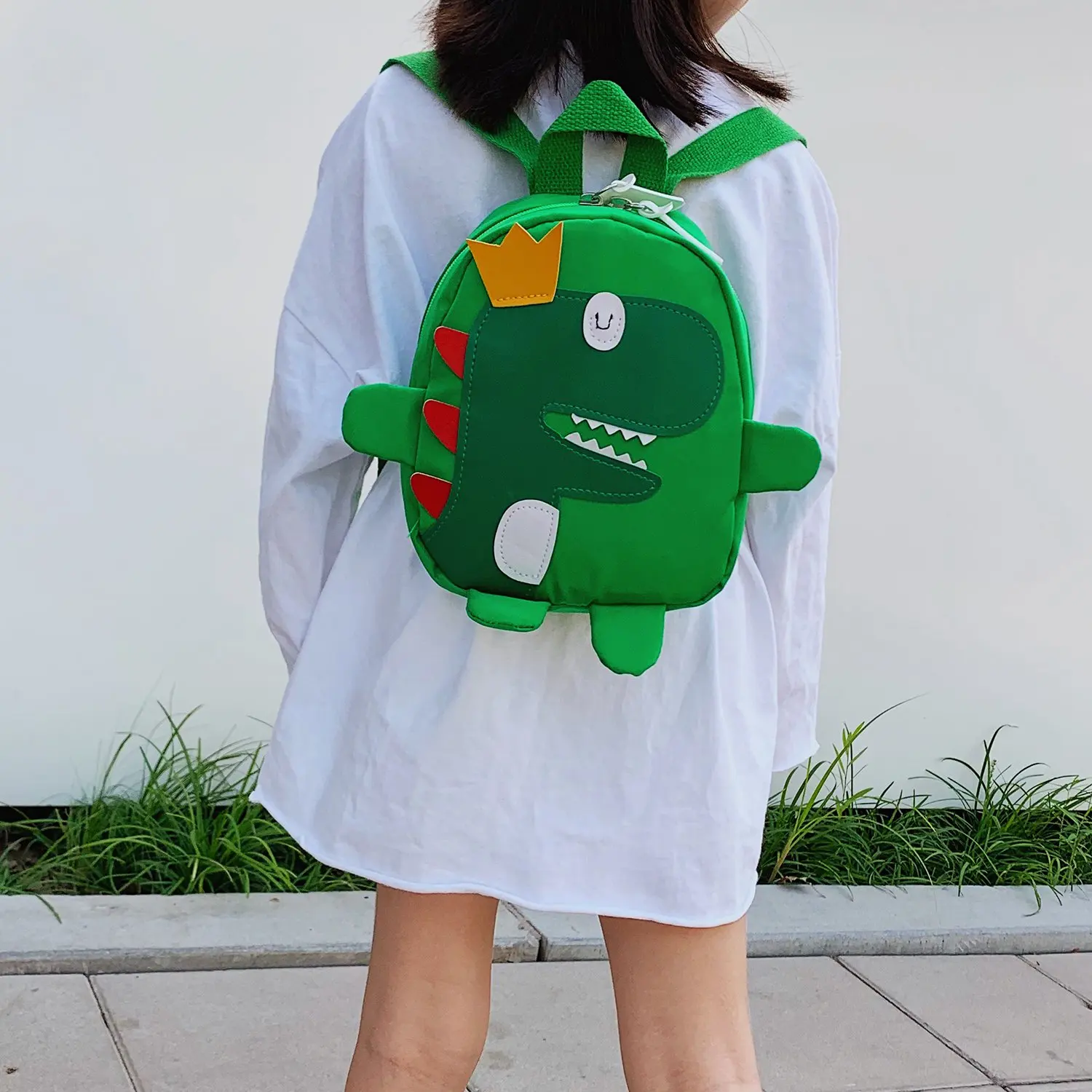 Mini sac à dos de dinosaure de dessin animé 3D pour enfants, sac d'école de maternelle, vert, mignon, nouveau, bébé, garçon, fille