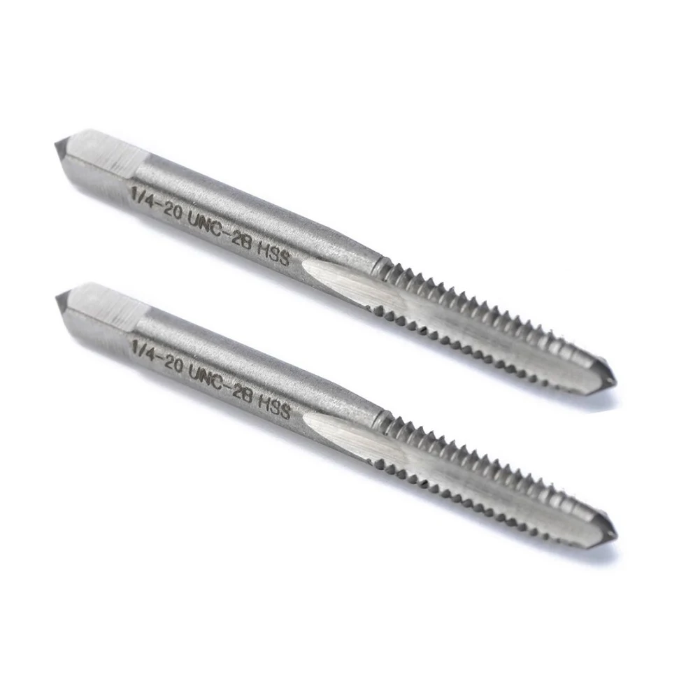 2 pz/set 1/4-20 UNC-2B Rubinetti A Mano Destra HSS Flauto Dritto Filettatura Trapano Vite Rubinetto Filettatura Rubinetto Filettatura Strumento Vite Rubinetto