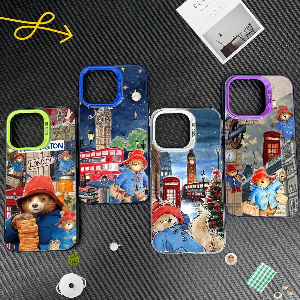

Cute S-Paddington Bear Phone Case For IPhone 17,16,15,14,13,12,Pro MAX White Matte Shockproof Cover