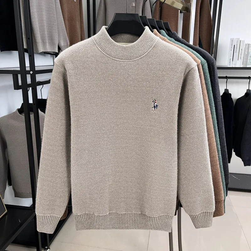 المصمم الجديد المهر المطرزة الرجال سترة الراقية الفاخرة العلامة التجارية الراحة جولة الرقبة عارضة الدافئة الأزياء بول بلوفر مغزول #6