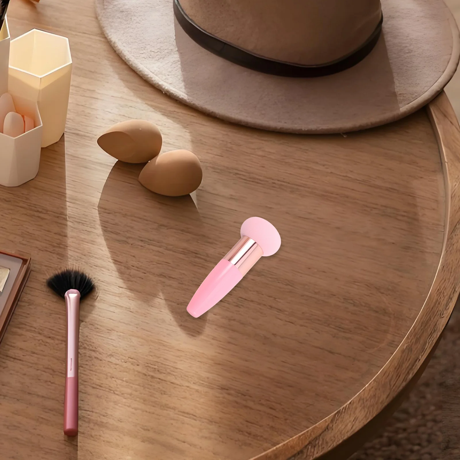 Esponja de maquiagem com cabeça de cogumelo, aplicador de mistura macia para base em pó, blush, ferramenta facial, silicone reutilizável, 3 peças