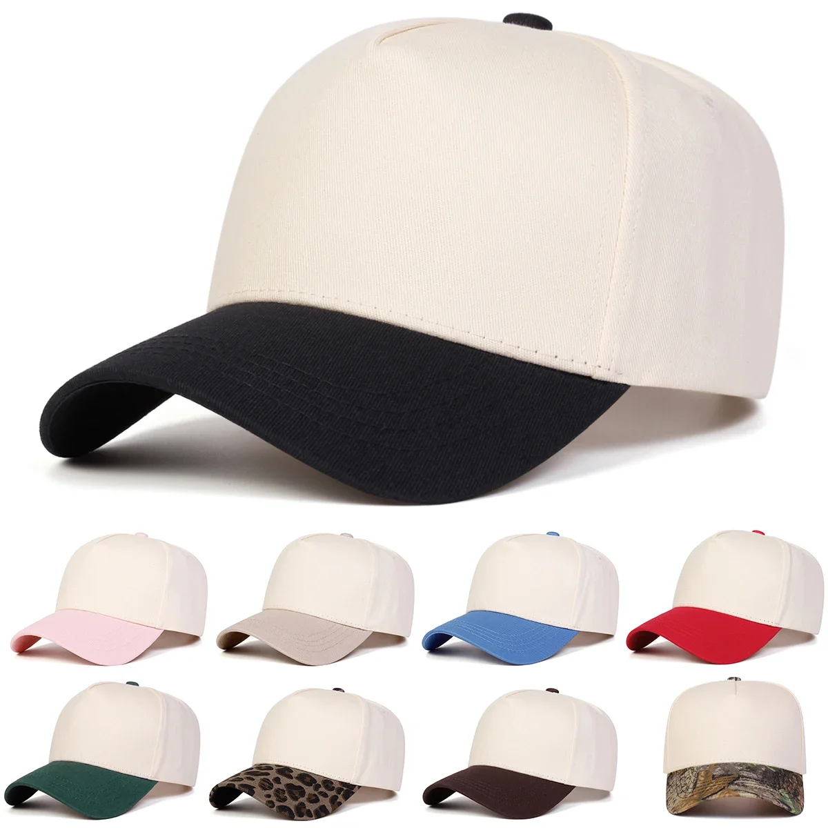 Unisex Leichtgewicht-Panel-Baseballkappen mit Farbblöcken für Frühling und Herbst, Verstellbare Outdoor-Freizeithüte, Sonnenschutz-Kappe, Sportmütze