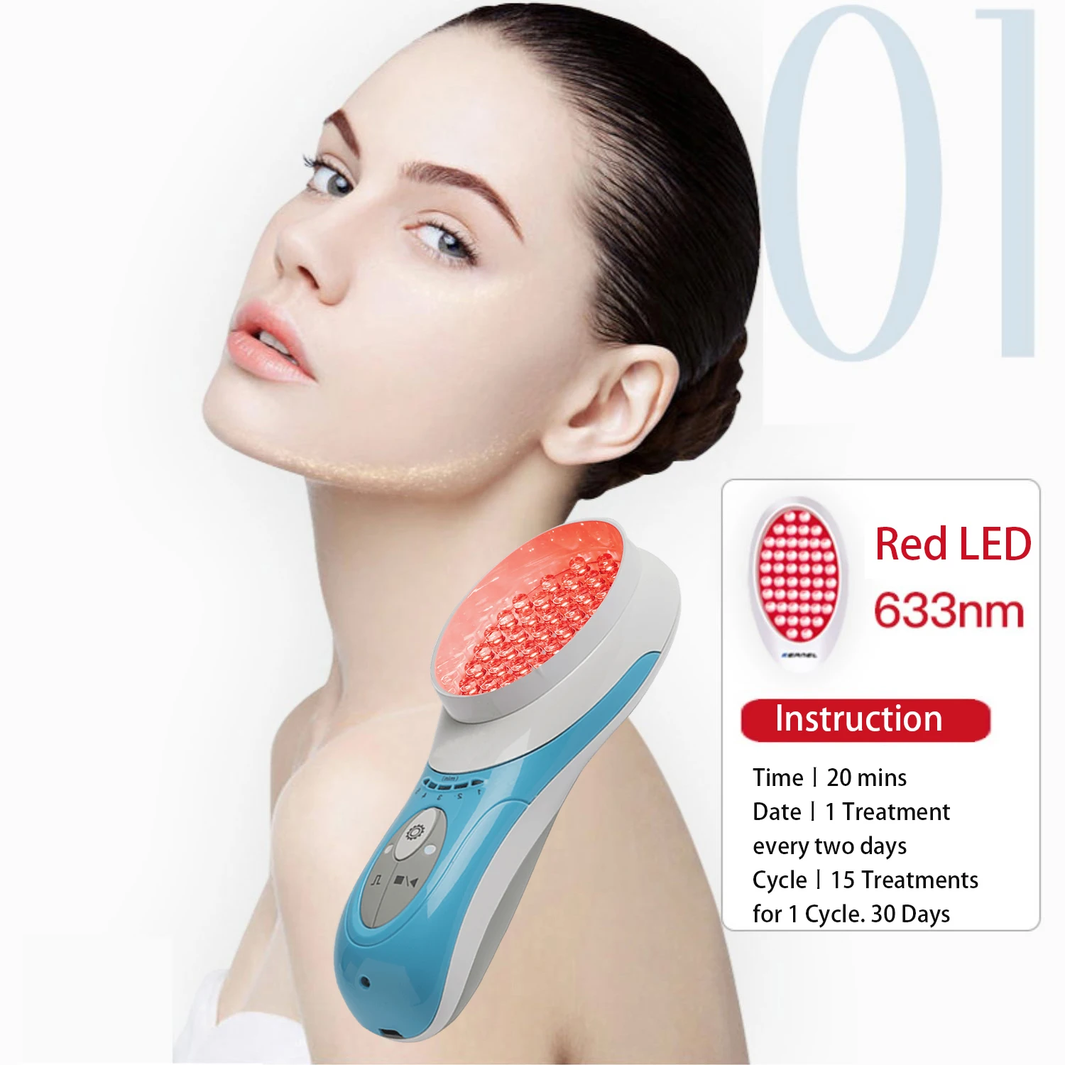 Handheld 7 colors led therapy PDT device led infrared light red blue light therapy for skin rejuvenation