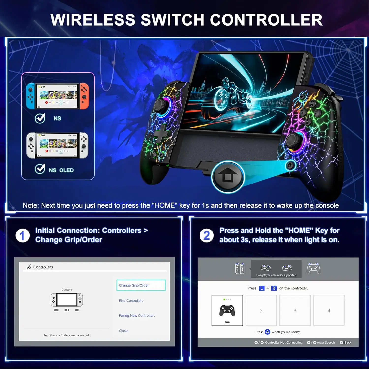 وحدة تحكم DinoFire Switch، للتبديل Joy Con، وحدة تحكم Joypad من قطعة واحدة لوضع Nintendo Switch OLED المحمول