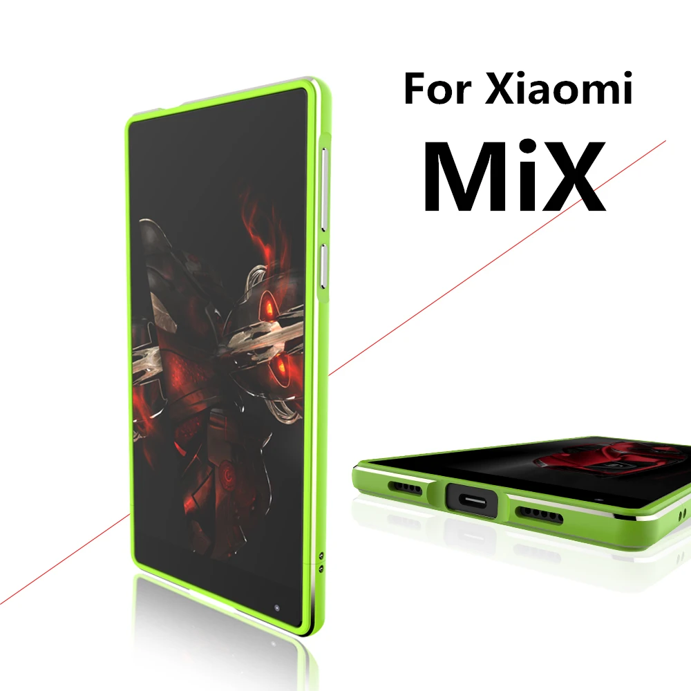 for Fundas Xiaomi MiX case Luxury Deluxe Ultra Thin aluminum Bumper For Xiaomi Mi MiX 6.4-inch + 2 Film (1 Front +1 Rear)