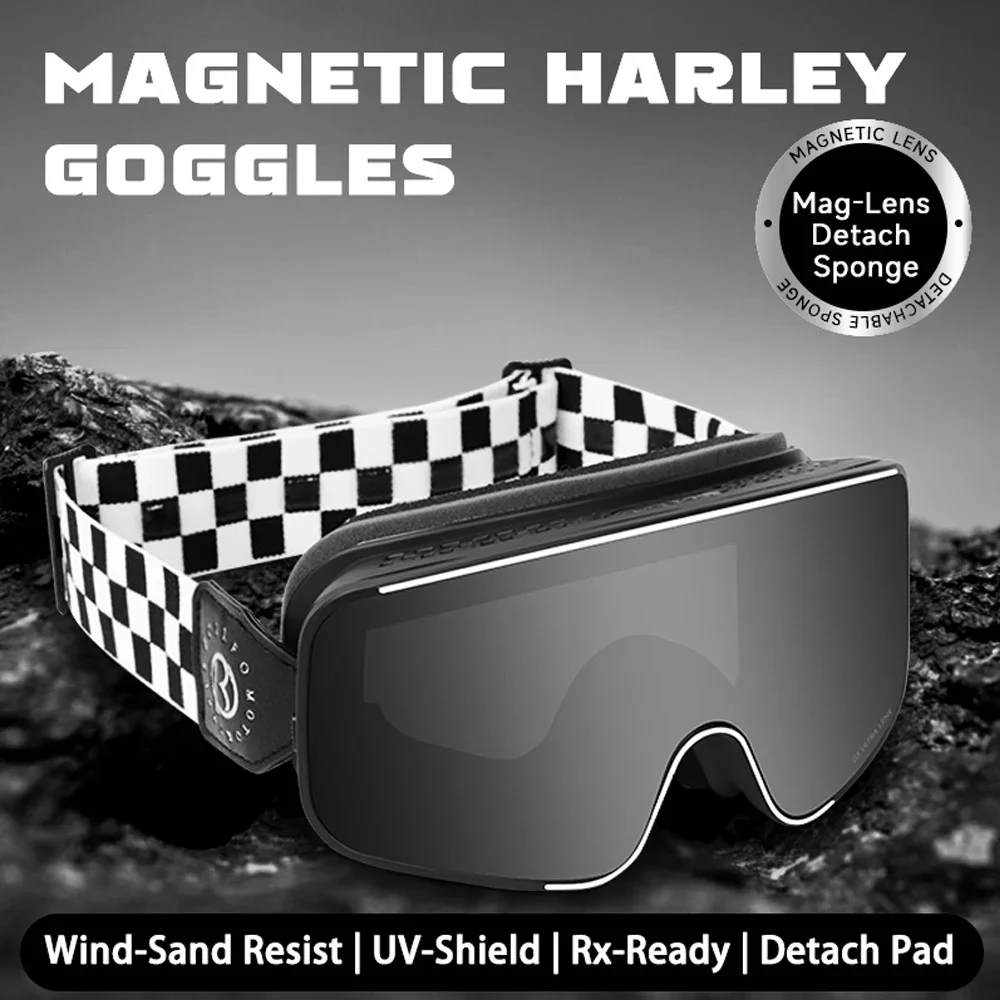 Magnetic Polarized Motorcycle Goggles UV400 8 Strong Magnets Quick Lens Change Anti-Fog for Motocross Cycling Off Road Riding