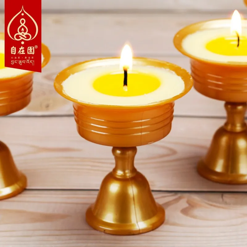 Zizaiyuan Ghee 8-Hour Smokeless Long-Lasting Buddha Offering Lamp Household Candle Holder 10 Pieces for Praying Before Budd