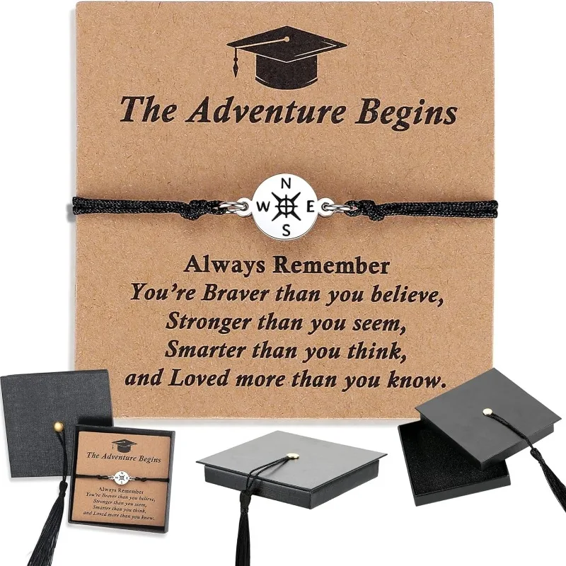 Stainless Stee 2026 Graduation Bracelet Comes in Cap Box with Quote Cards -gifts for Him Her High /College/Middle School Grads