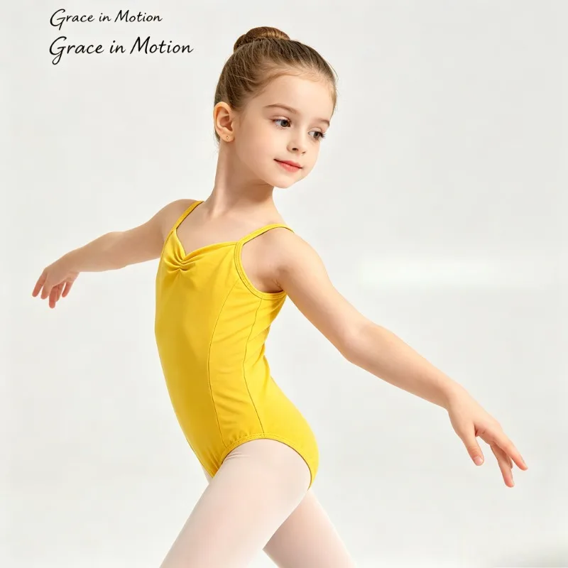 

Summer Black Ballet Dance Leotard Spaghetti Strap Cotton Dancewear Training Gymnastics Breathable Practice Yellow Green Costume