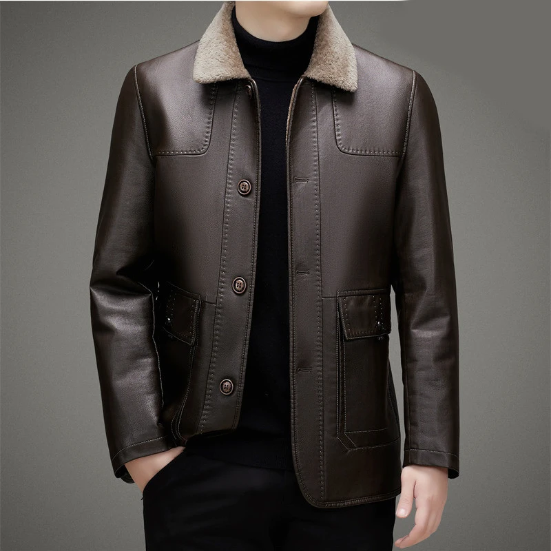 Middle Aged Men's Down Jacket Autumn and Winter New Versatile Casual Thickened Coat Lapel