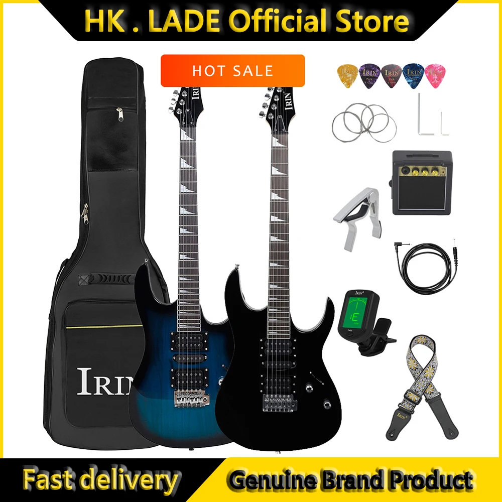 Irin 6 cordas da guitarra elétrica 24 trastes bordo corpo pescoço guitarra elétrica com saco amp capo necessário peças de guitarra acessórios