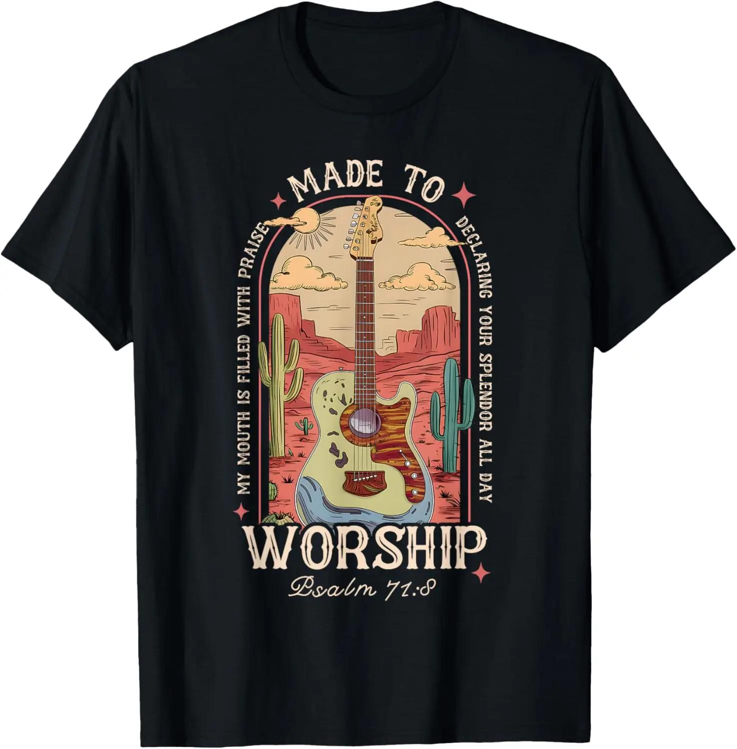 

Made to Worship Boho Western Christian Guitar Western Texas T-Shirt