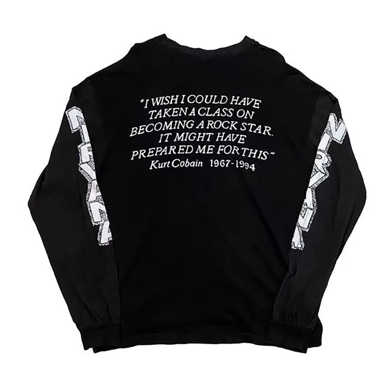 

Y2K Retro T Shirt Casual Clothing Punk Hip-hop Pattern Print Oversized T Shirt Round Neck Cotton High Street Long Sleeved Top