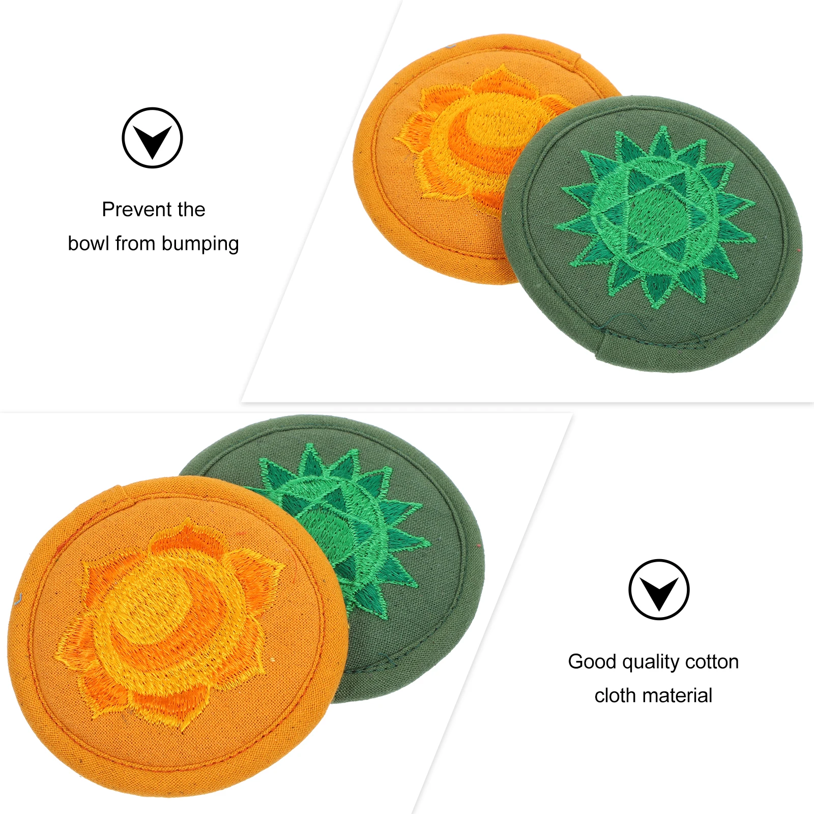 

2pcs Embroidered Tea Pot Pad Lightweight Durable Sound Bowl Mat Accessories Gift Religious Cushion Rounded Bowl Pads