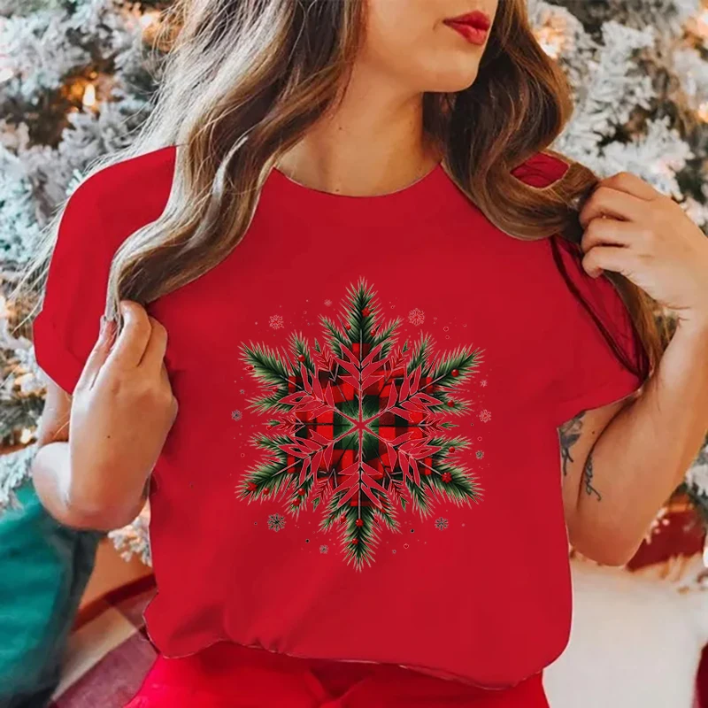 Funny Christmas Snowflakes Letter Printing T-Shirts Men Women Summer Tee Shirt Femme Casual Short Sleeve Round Neck Tops T-Shirt