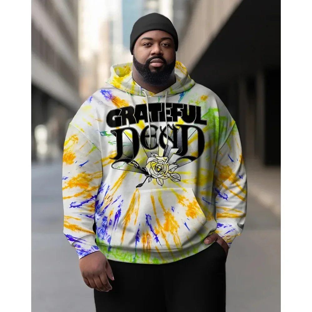 Biggmans 2024 Men's Plus Size Clothing Vegetable Assortment Tie Dye Graffiti Word Vegetable Hoodie S M L 2XL 3XL 4XL 5XL 6XL