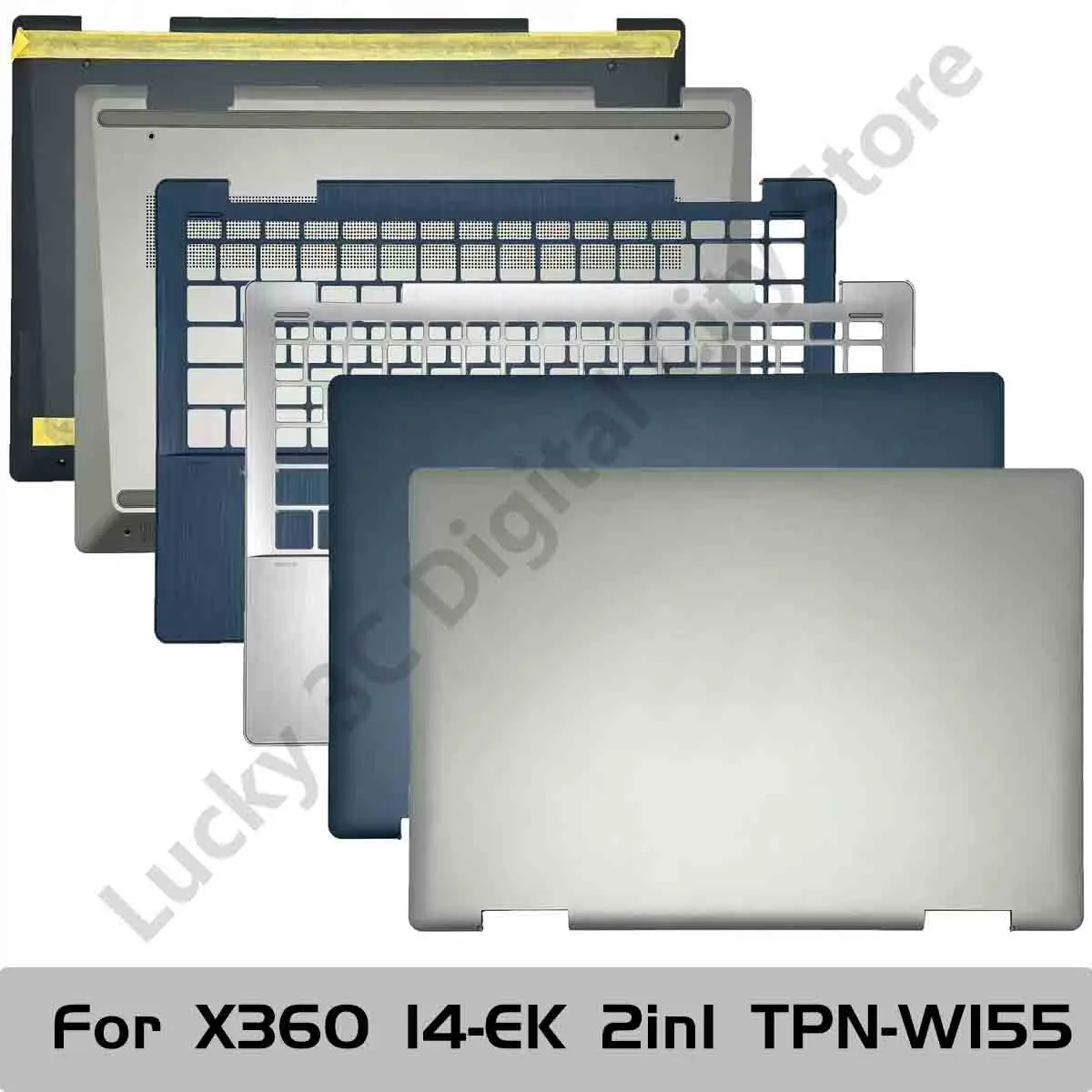 

NEW Laptop Cover For X360 14-EK LCD Back Cover Front Bezel Hinges Palmrest Bottom Case Silver