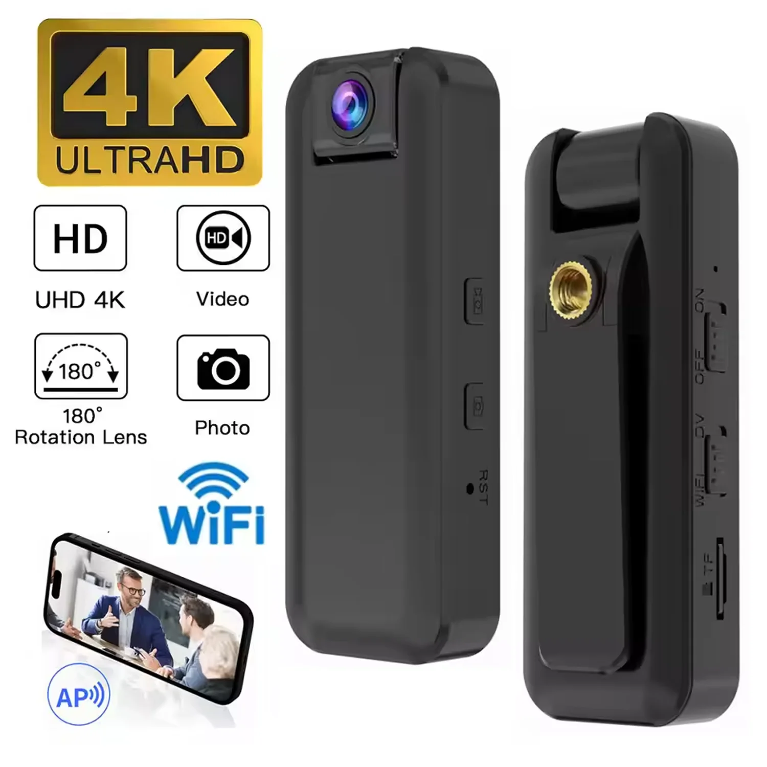 

HD 4K Wifi Hotspot Mini Camera Portable Digital Video Recorder Body Cam Night Vision DVR Miniature Camcorder