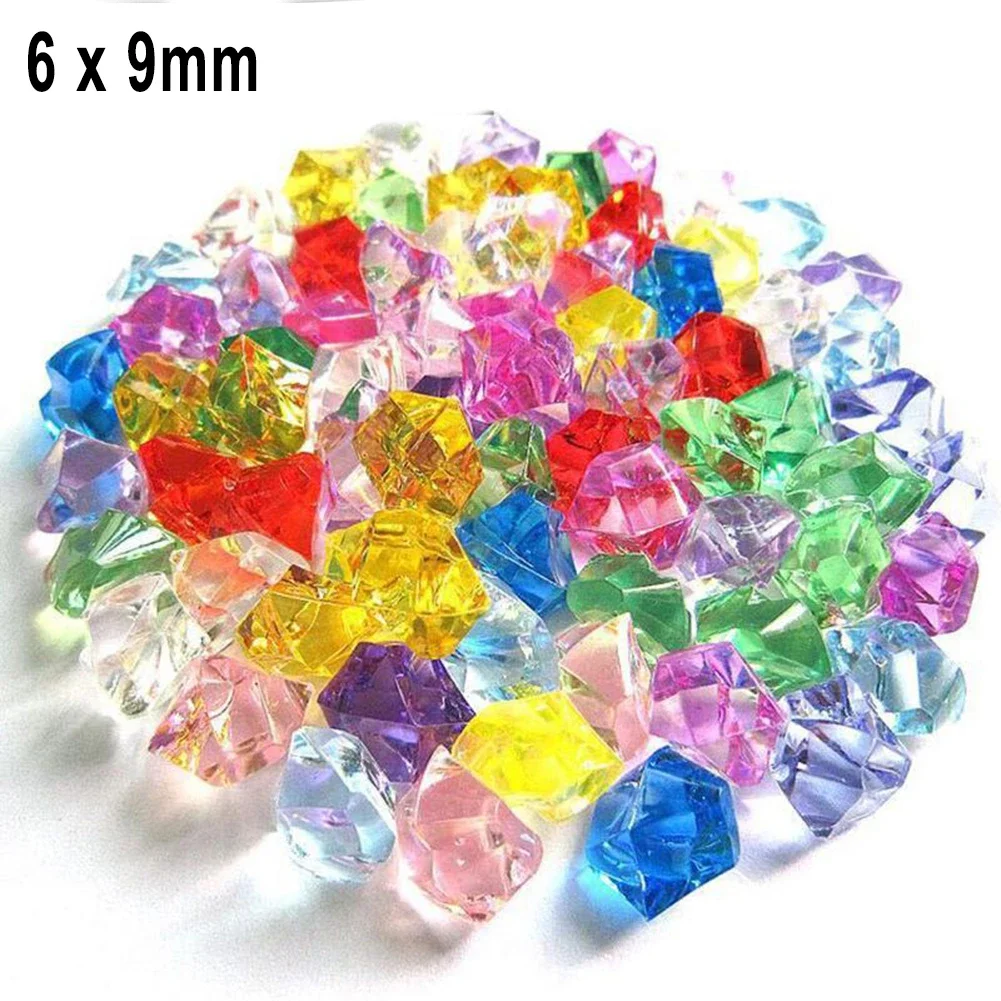 200PCSs Gems Ice Grains Colorful Stones Acrylic Jewels Ice Kids Counter Diamonds DIY Craft Beads Toys Decoration