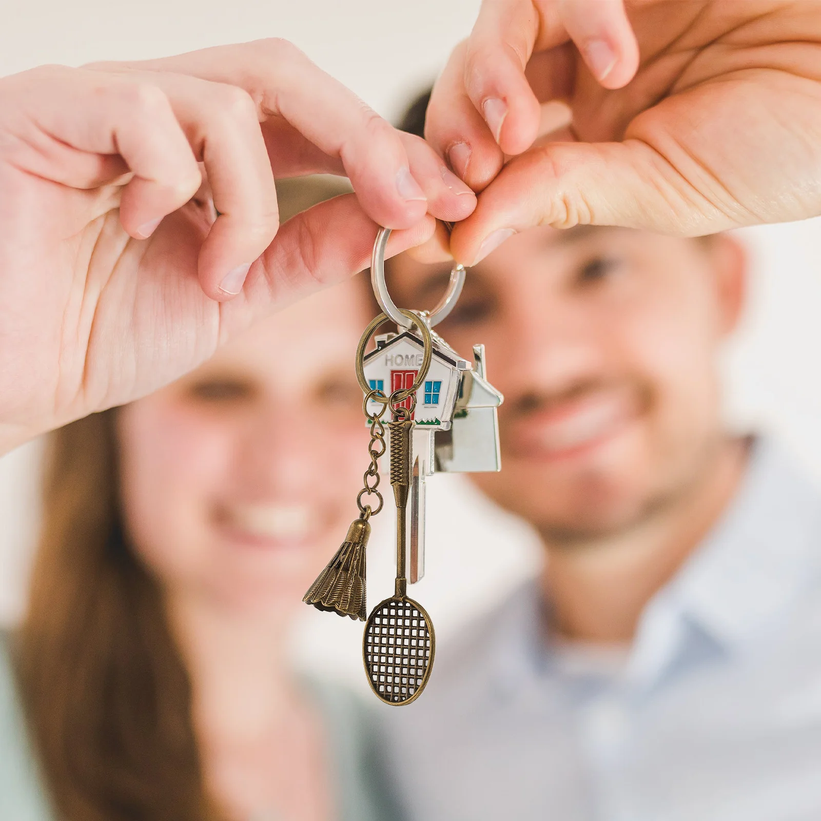 

6Pcs Stainless Steel Badminton Keychain Set Metal Shuttlecock Pendant Charm for Backpack Car Key Holder Sports Fans