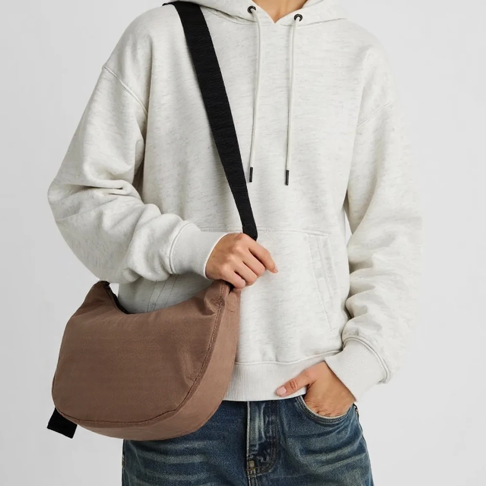 

Nylon Crescent Shoulder Bag for Women Girls Trendy Armpit Bag Solid Underarm Purse with Extended Adjustable Shoulder Strap