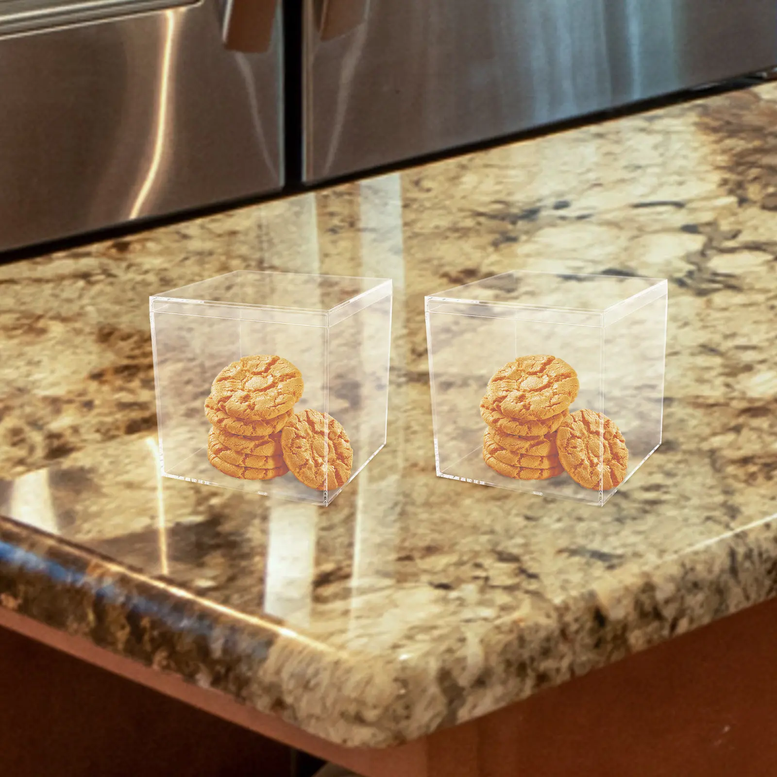 

Набор из 4 акриловых коробок для конфет, прозрачные контейнеры для хранения, для сувениров на вечеринку, свадьбу, день рождения, для закусок, бусин, рукоделия, квадратные органайзеры