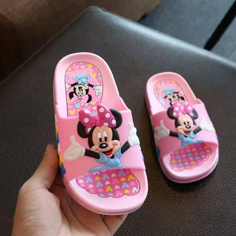 Chinelos antiderrapantes de mickey mouse para crianças, chinelos legais para meninos e meninas, lar, bebê, menina, 2 anos, 3, verão