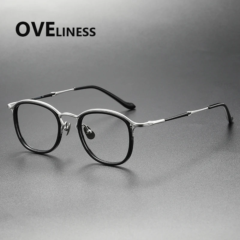 Acetate Titanium Glasses Frame Men New Brand Design Round Eyeglasses frames Women Japanese Spectacles High Quality male Eyewear