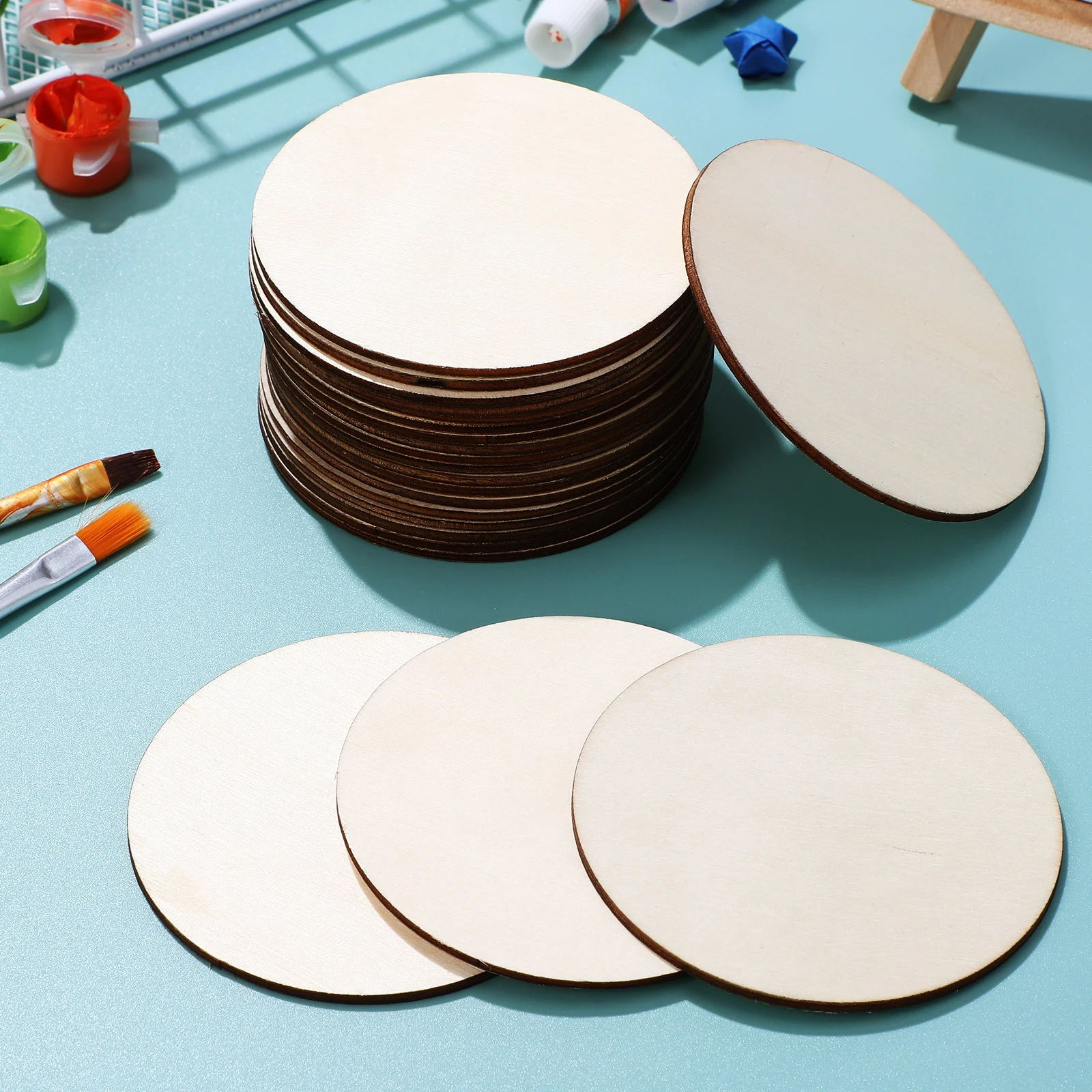 20 قطعة شرائح الخشب الطبيعي أقراص خشبية مستديرة للحرف اليدوية دوائر خشبية ذاتية الصنع مادة قوية مثالية للحلي اليدوية والطاولة #2