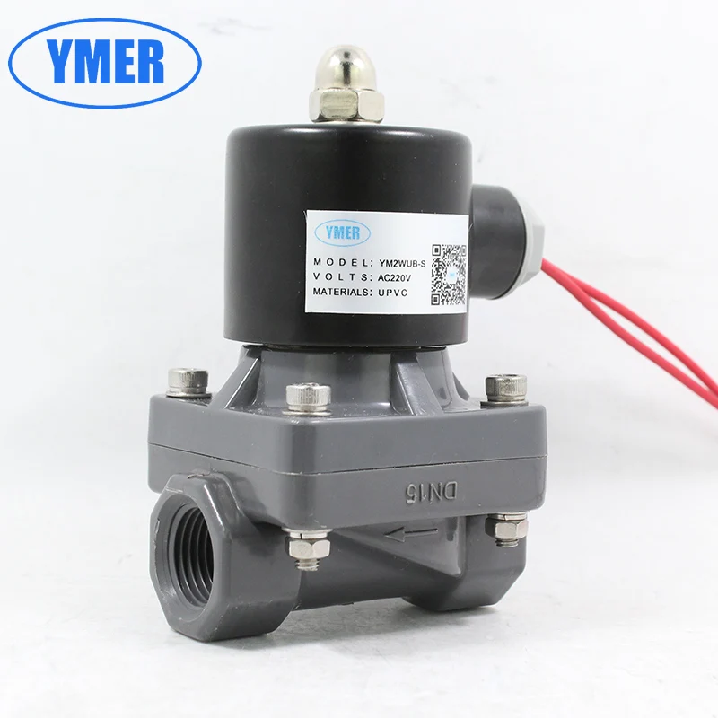 UPVC solenoid valve threaded connection acid and alkali corrosion resistant sewage seawater 1/2