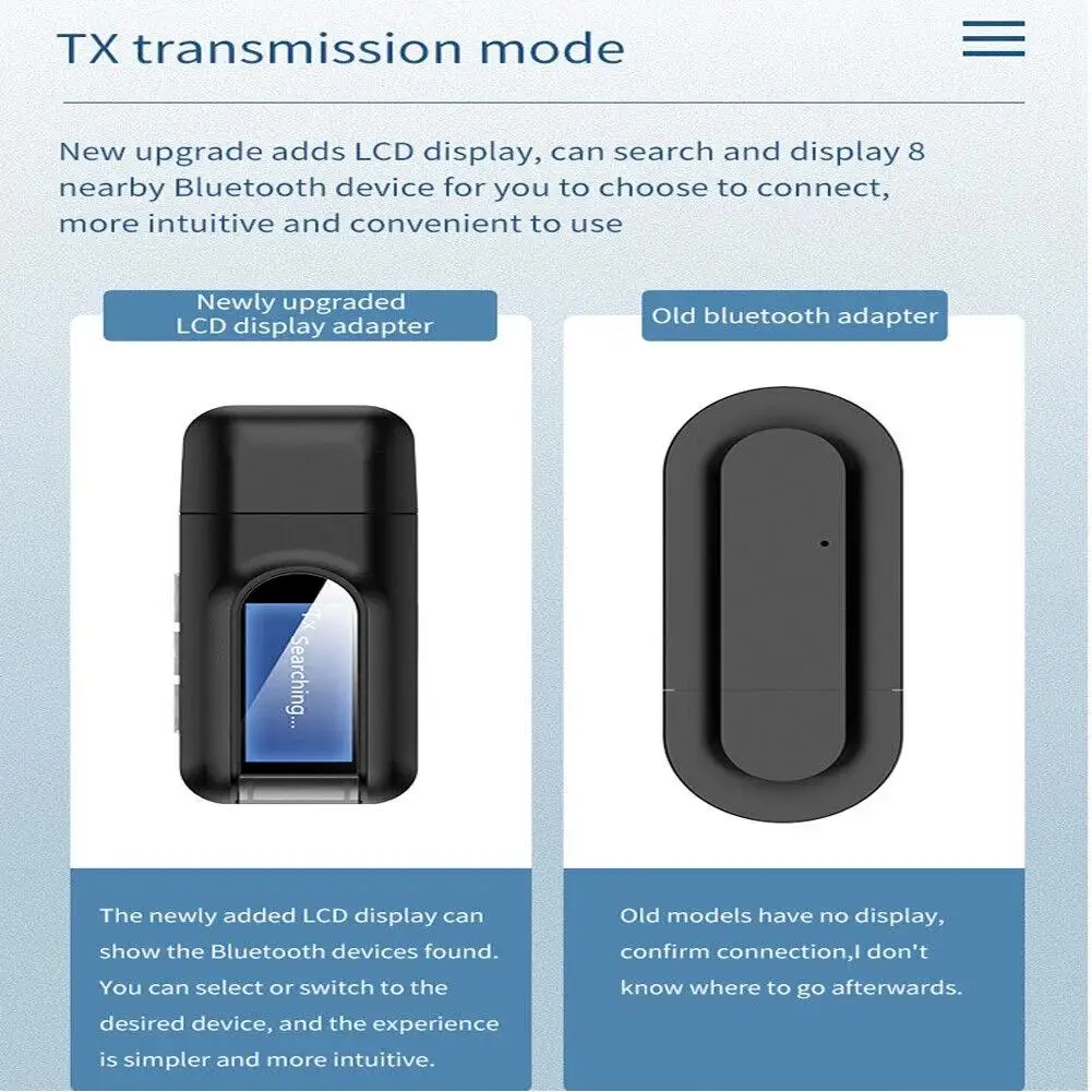 Bluetooth 5.0 Usb Audio Transmitter Receiver Lcd Display 3.5mm Aux Rca Stereo Wireless Adapter Dongle For Pc Tv Car Headpho L5b1