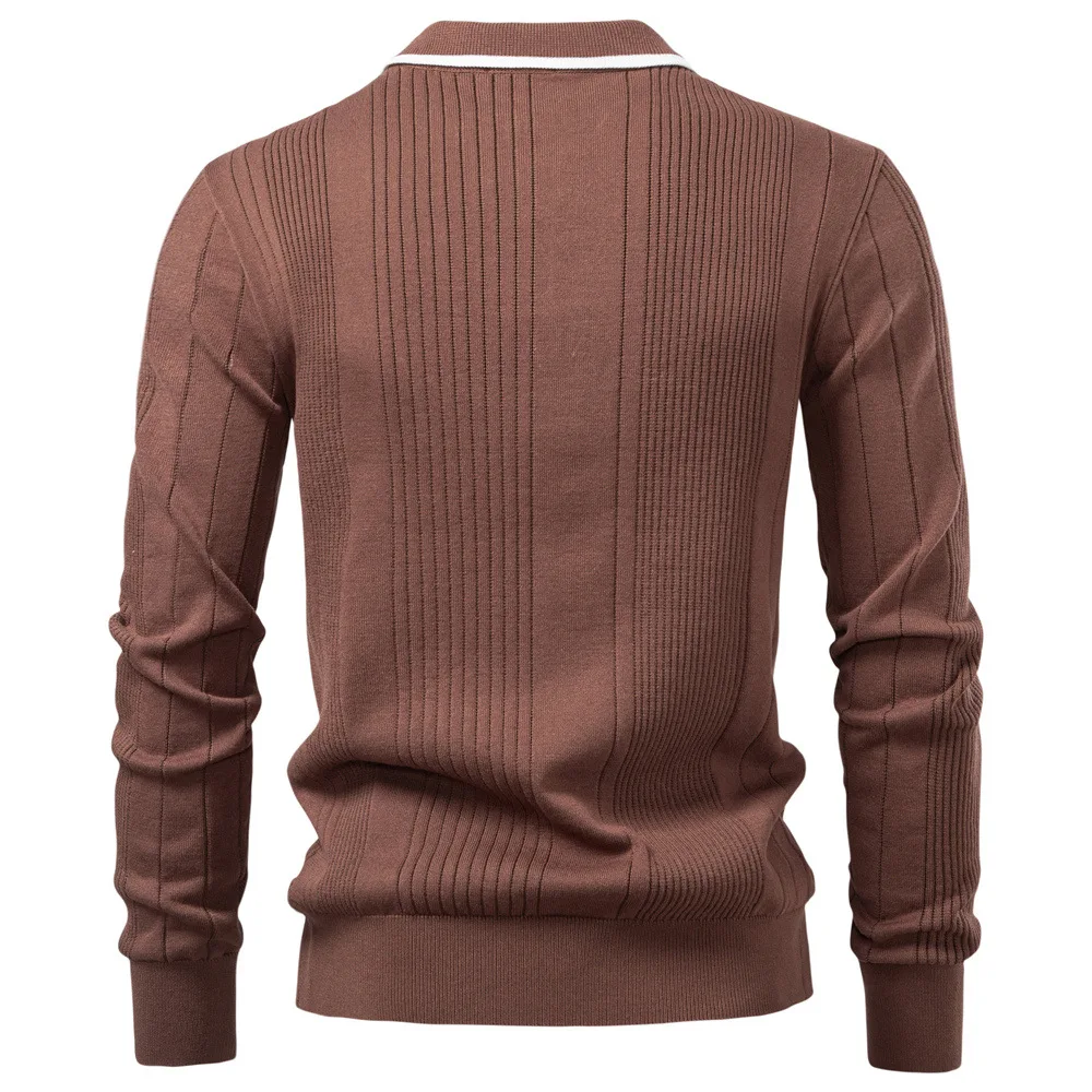 Men's European-Style Lapel Sweater Polo Semi-Zipper High-Quality Knitted Autumn/Winter 2025 Fashionable Men's Wear