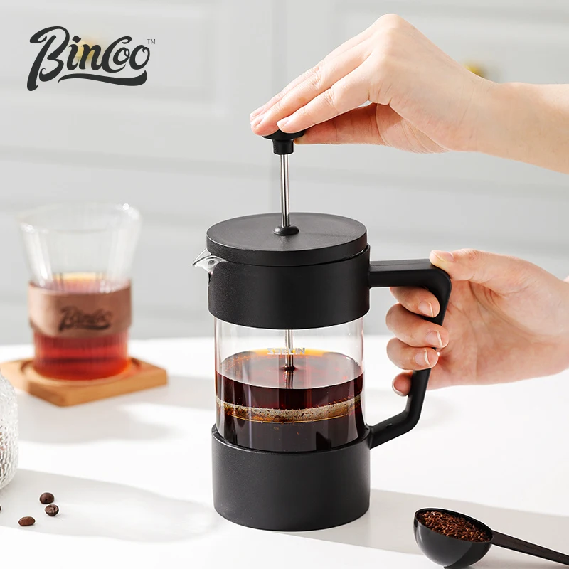 Bincoo ماكينة صنع القهوة بالضغط الفرنسي 350/600/1000 مللي فلتر شبكي ثلاثي الأبعاد مقاوم للحرارة/زجاج سميك مقاوم للبرودة لحليب الشاي والقهوة #4