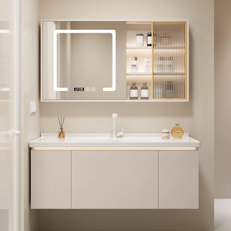 Smart, bathroom cabinet, ceramic, integrated, hand wash, washbasin, combination, storage