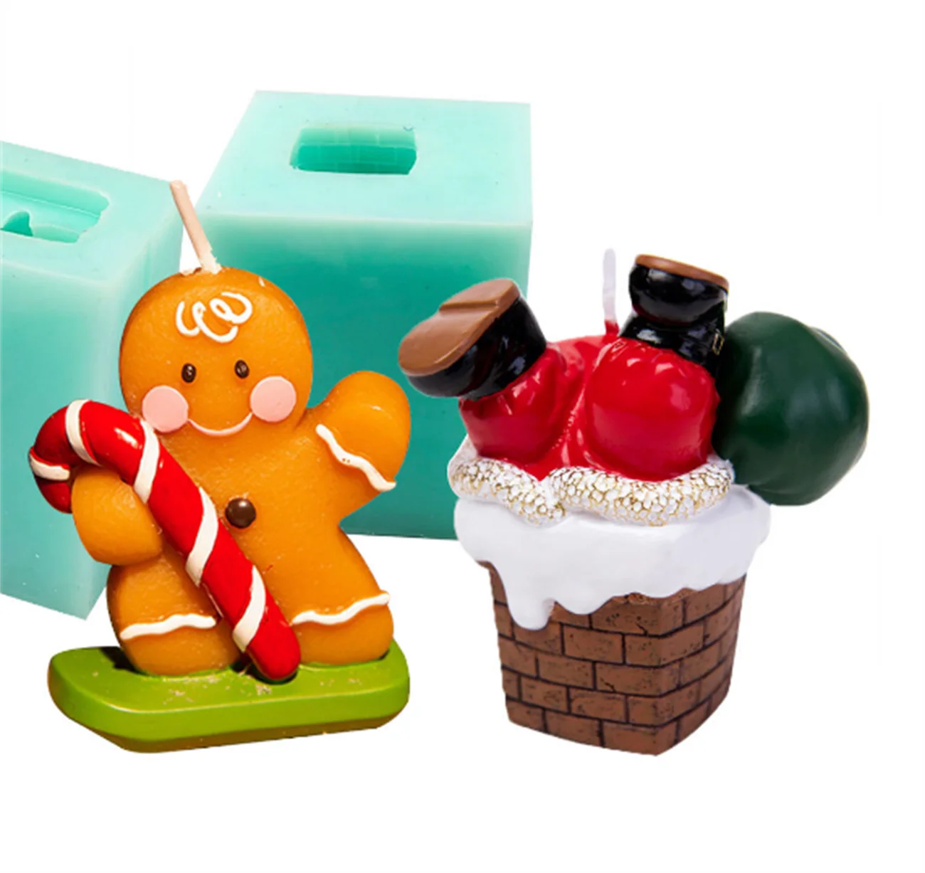 

3D Chimney Christmas Style Silicone Mold Ginger Man Cake Chocolate Candle Soap Mould DIY Aromatherapy Household Decoration Tools