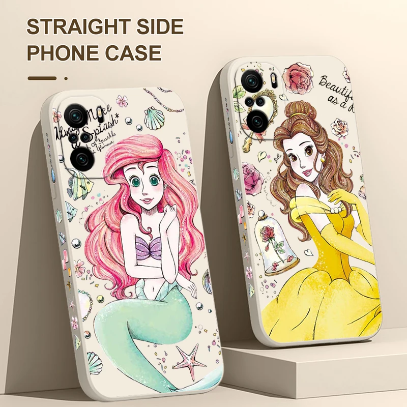 حافظة هاتف جميلة برنسيس من Disney لهاتف شاومي ريدمي نوت 12 12Pro 11 11S 11T 10S 10 Pro Plus 5G غطاء حبل يسار سائل