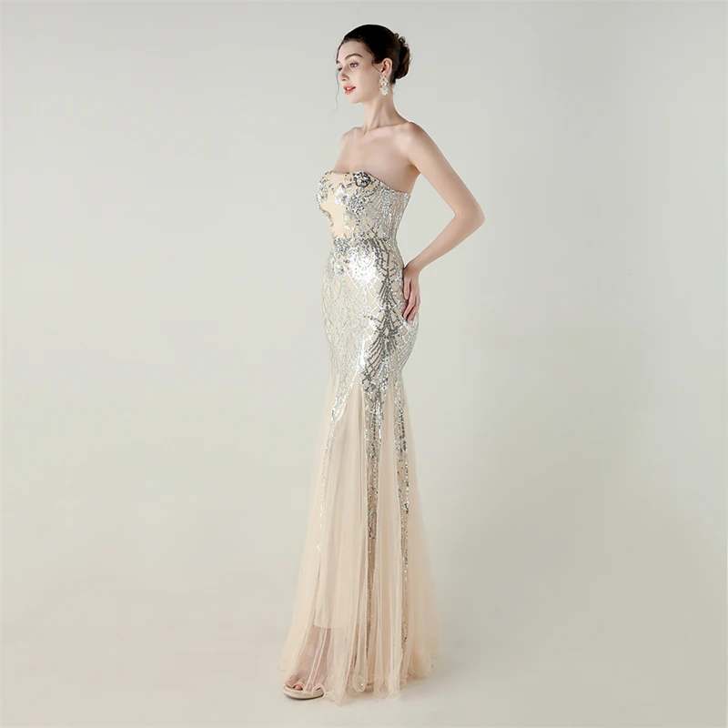 Women's Strapless Backless Lace-Up Bandage Maxi Dress Summer Evening Party Cocktail Elegant Long Dress